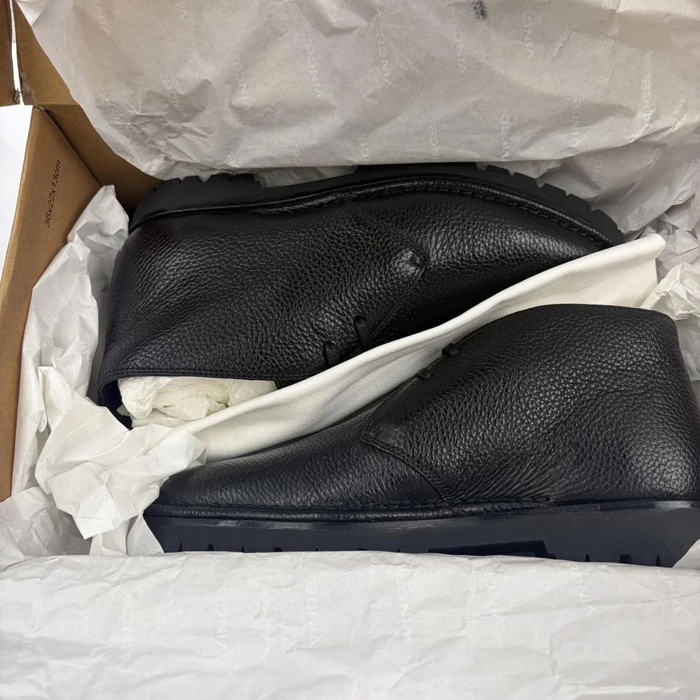 Vince Jerome Boots Mens Size 7 Black Leather Lug Sole Chukka J6928L2001